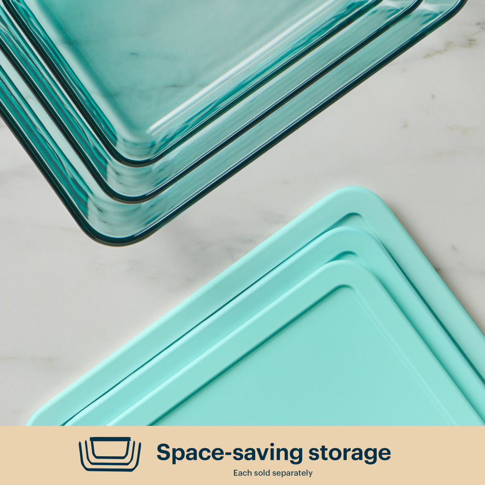 Pyrex® Simply Store® Tinted Glass 6-cup Rectangle Storage Container with Lid, Aqua - Image 5