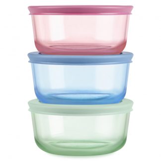 Pyrex® Simply Store® Tinted Glass 2-cup Round Storage Containers, 6-pc Set, Mixed Colors