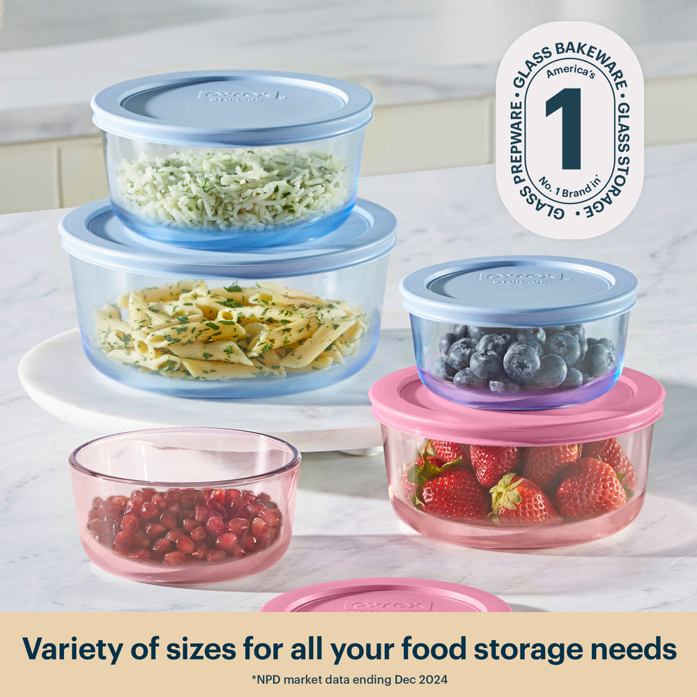 Pyrex® Simply Store® Tinted Glass Round Storage Containers, 10-pc Set, Mixed Colors - Image 2