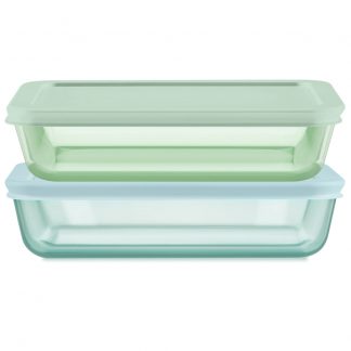 Pyrex® Simply Store® Tinted Glass 3-cup Rectangle Storage Containers, 4-pc Set, Mixed Colors