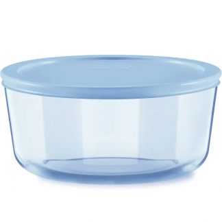 Pyrex® Simply Store® Tinted 7-cup Round Storage with Blue Plastic Lid