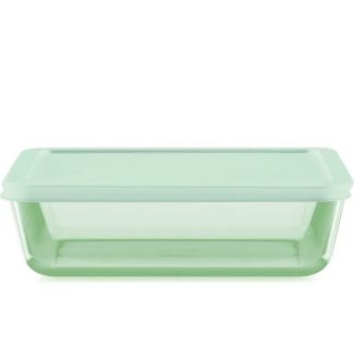 Pyrex® Simply Store® Tinted 6-cup Rectangle Storage with Green Plastic Lid