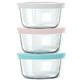 Pyrex® Simply Store® 6-piece 1-cup Round Glass Storage Set with Assorted Color Lids